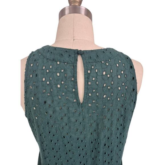 NWT Sundance Hunter Green cotton eyelet dress Midi Length Sz SP Festival - Picture 3 of 9
